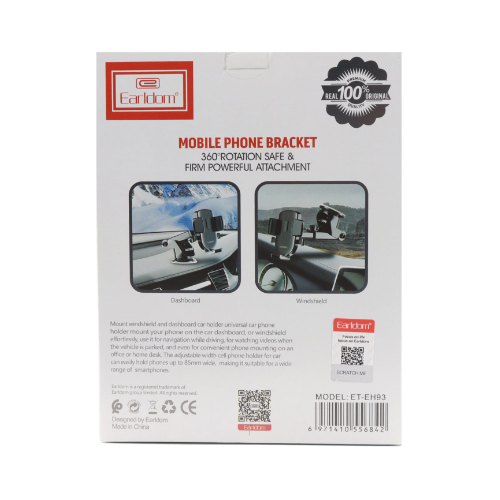 Earldom EH93 Car Mobile Phone Bracket 360 Rotation Safe & Firm Powerful Attachment