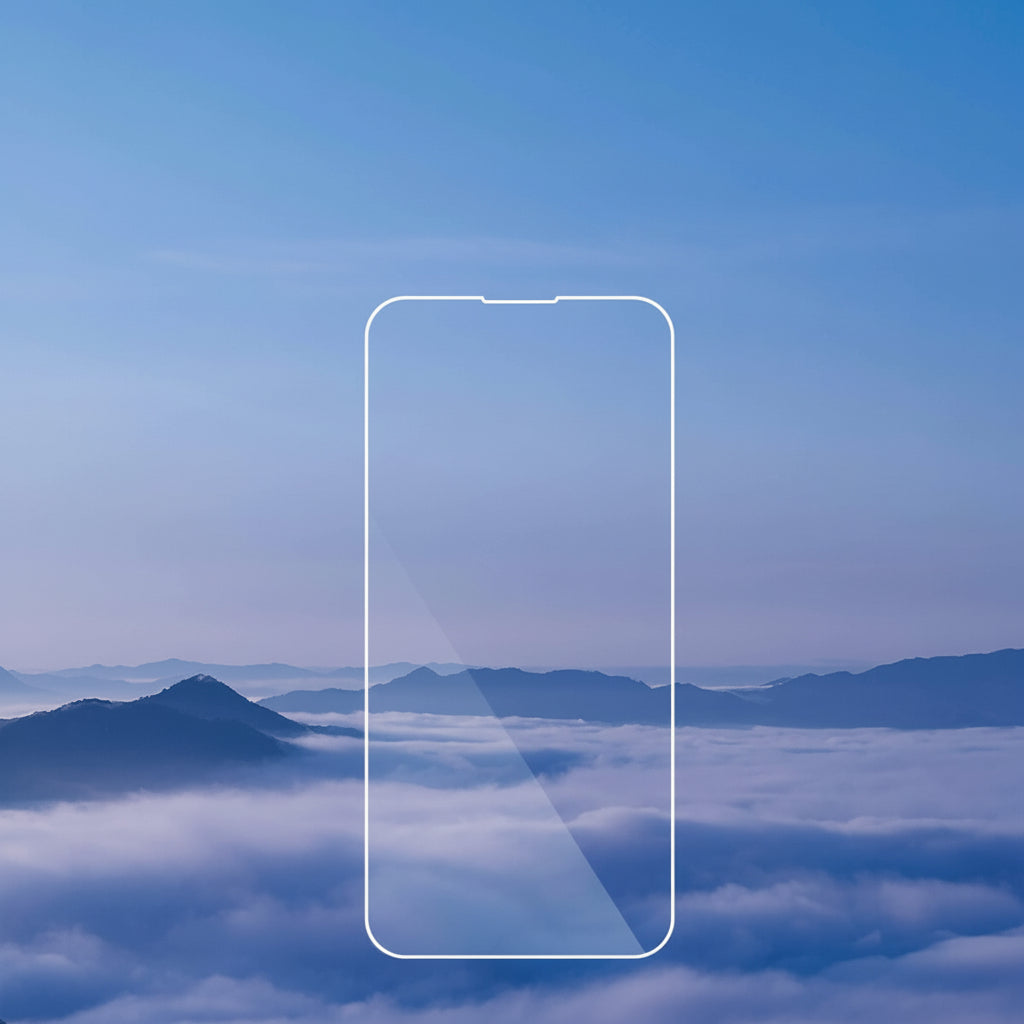 Ultra clear tempered glass with mountain and cloud background