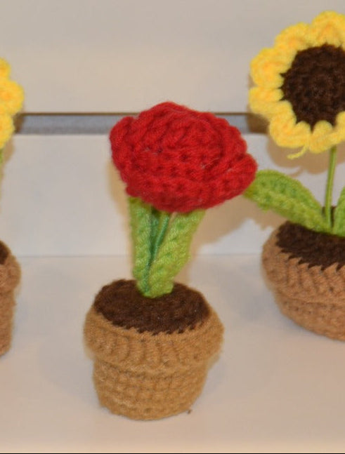 Crochet Gift | Blooming Flower Pot (Knitted) -02