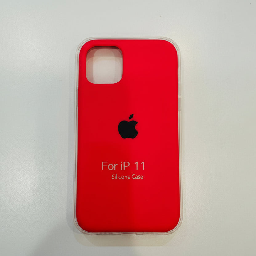 Red phone case with Apple logo for iPhone 11 Pro on a white background
