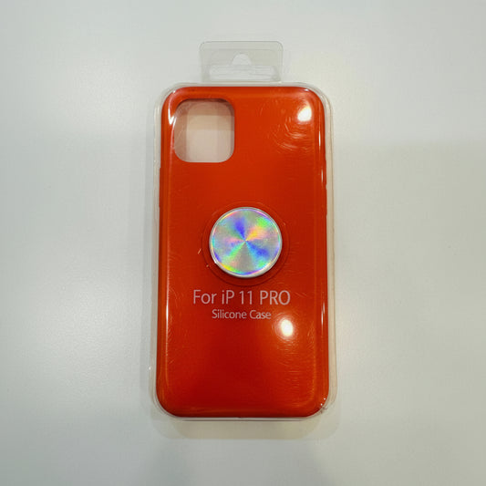 Red silicone case for iPhone 11 Pro in packaging on a white background