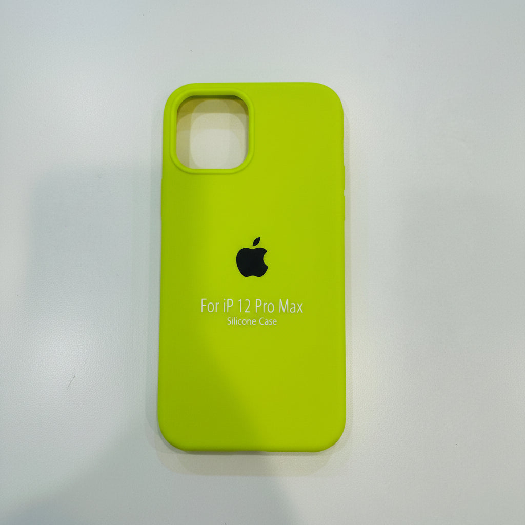 Green phone case with Apple logo for iPhone 12 Pro Max on a white background