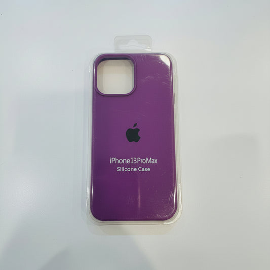 Purple silicone case for iPhone 13 Pro Max on a white background