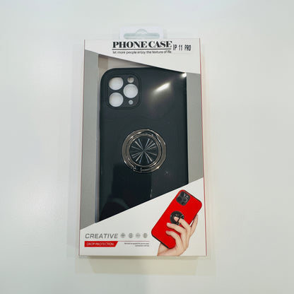 Phone case packaging with a black phone case and red phone case on a white background