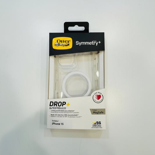 OtterBox Symmetry+ phone case packaging on a white background