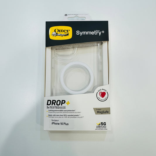 OtterBox Symmetry+ phone case packaging on a white background