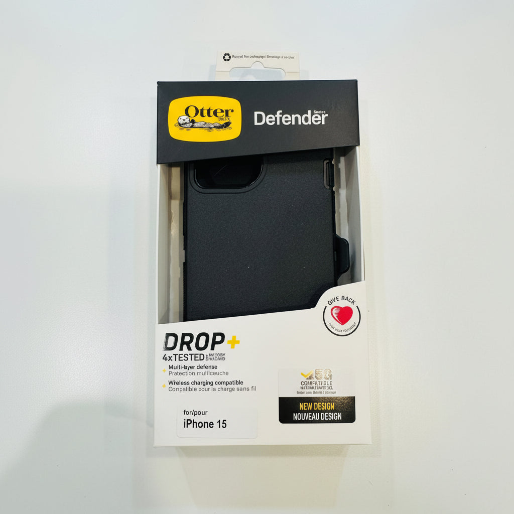 OtterBox Defender phone case packaging on a white background