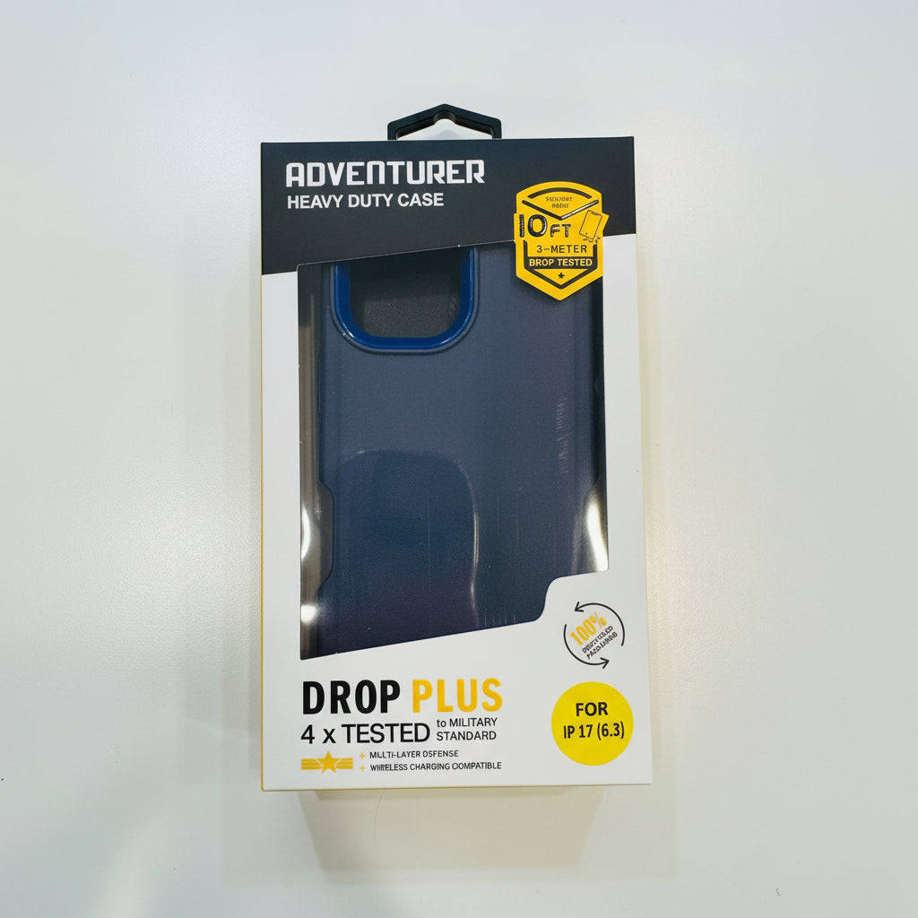 Adventurer Heavy Duty Case packaging with clear window showing product on a white background