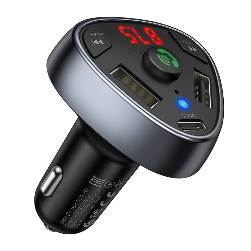Hoco - Car charger “E51 Road treasure” BT FM transmitter