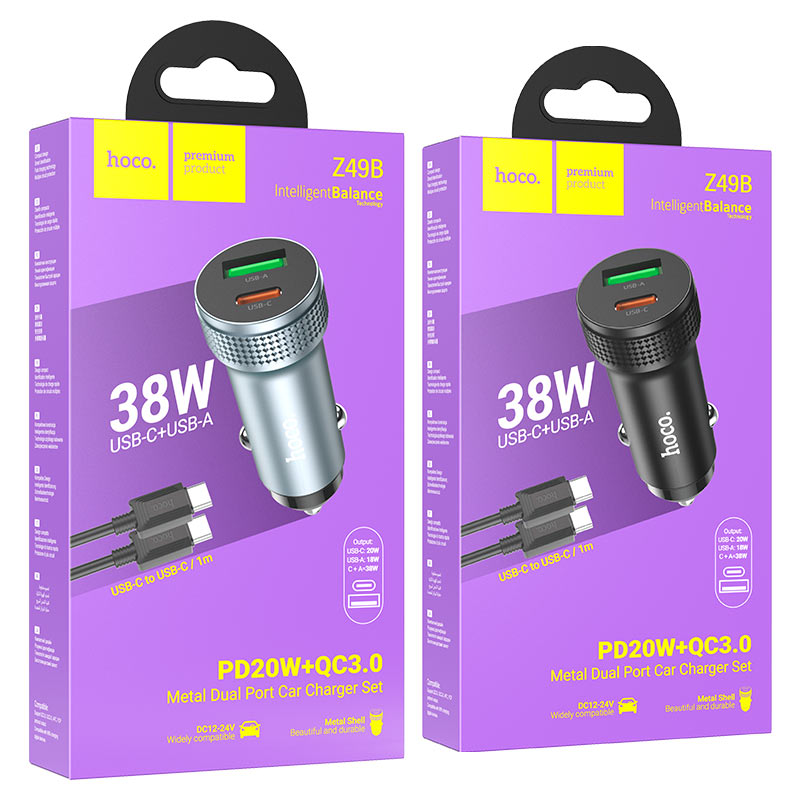 Hoco - Car charger “Z49B Level” 38W Cable Set