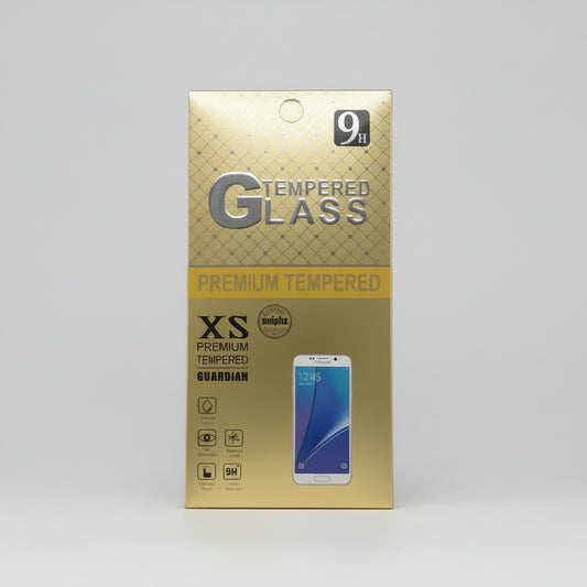Two packages of tempered glass for iPhone 7 with gold and white design.